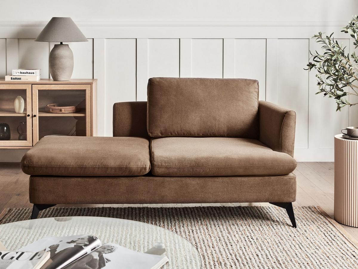 CHAISELONGUE-RECHTSSEITIGE Stoff Braun Sievoz - Schwarz/Braun, Textil (155/84/85cm) - Beliani