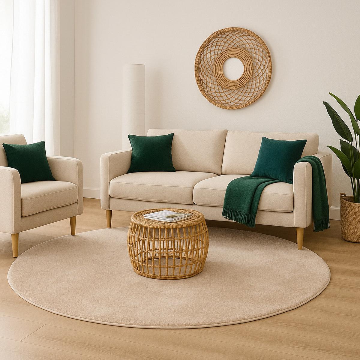 FELLTEPPICH SUPER SOFT PEARL RUND - Beige, Textil (120/120cm) - Pergamon