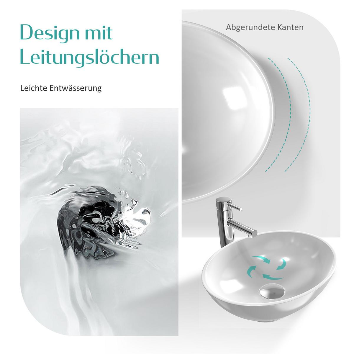 WASCHBECKEN mit pflegeleichter Oberfläche Weiß 61,5 / 36 / 15,5 cm - Weiß, Keramik (36/15.5/61.5cm) - EMKE
