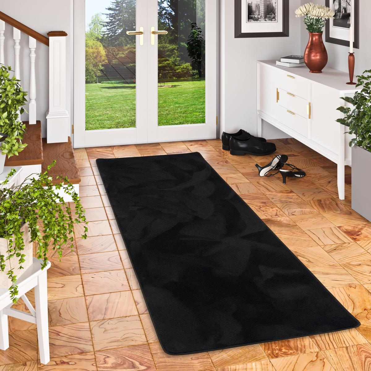 LUXUS SUPER SOFT HOCHFLOR LANGFLOR TEPPICH LÄUFER DELUXE - Schwarz, Textil (80/240cm) - Snapstyle