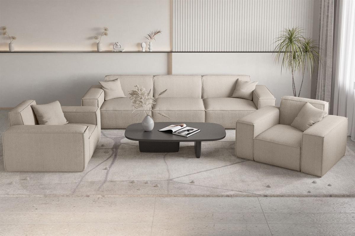 SESSEL Celes Premium Stoff Scala - Beige, Holzwerkstoff/Textil (121/73/88cm) - Fun Möbel