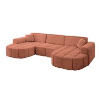 WOHNLANDSCHAFT LIVO-U1 - 315x173x79,5 cm Apricot - Koralle, Holzwerkstoff/Textil (315/79/173cm) - ALTDECOR
