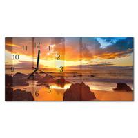 WANDUHR aus Glas 60x30 cm - Sonnenuntergang - Orange, Glas (60/30/0.4cm) - TULUP