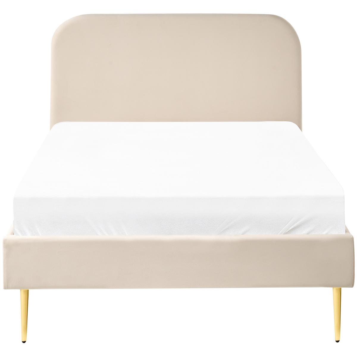 BETT mit Lattenrost 120/200 cm Samtstoff Hellbeige Flayat - Beige, Textil (120/200cm) - Beliani