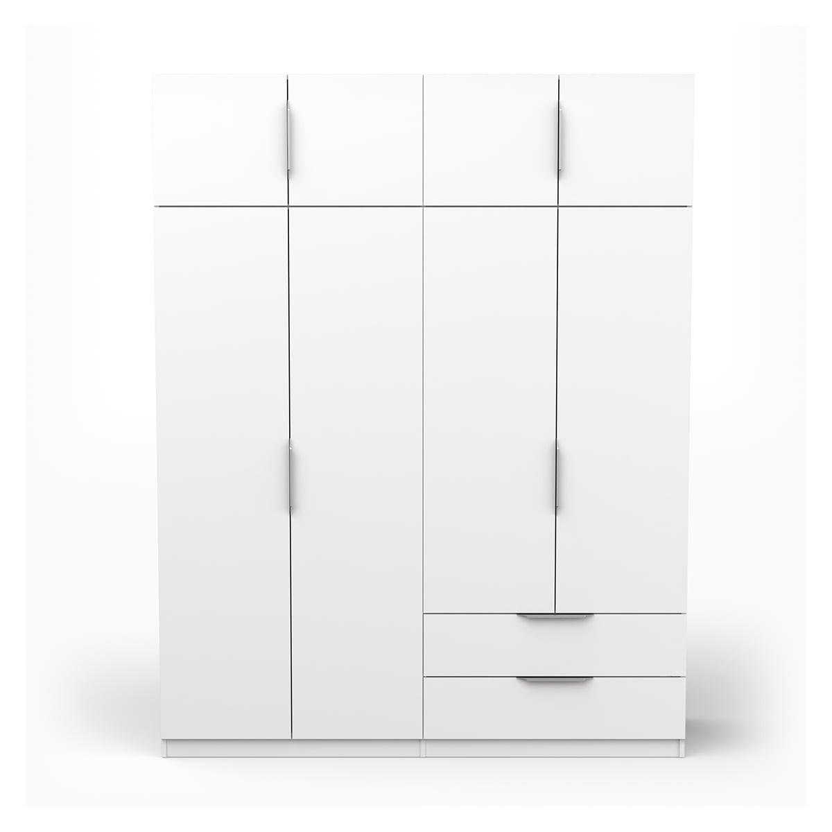 KLEIDERSCHRANK 8 Türen und 2 Schubladen L157,3 cm - Ghost - Weiß, Holzwerkstoff (51.1/203/166.5cm) - Demeyere