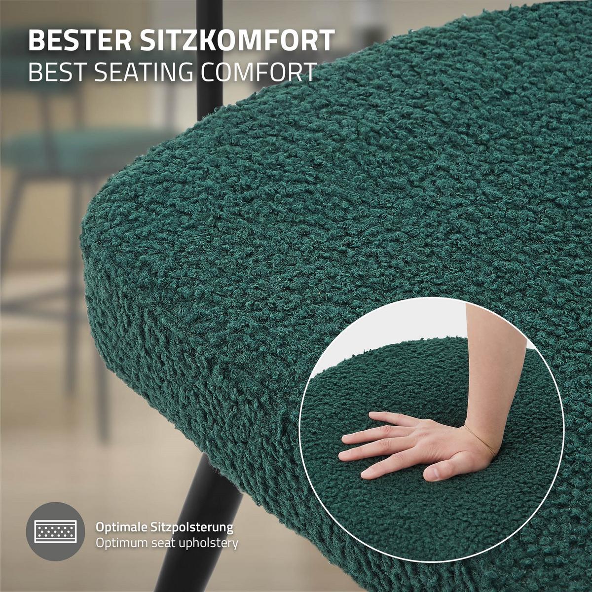 BARHOCKER 2er Set drehbar Dunkelgrün mit Teddy-Stoff 76 cm hoch - Dunkelgrün/Schwarz, Textil/Metall (61/103/55cm) - ML-DESIGN