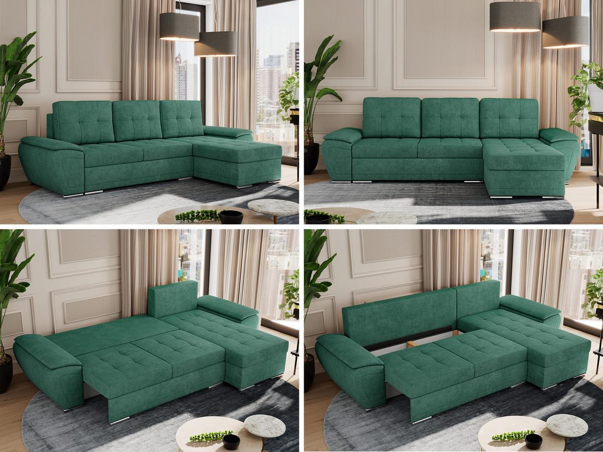 ECKSOFA UMBRIA L Grün Stukture - Grau/Grün, Textil (271/157cm) - MKS