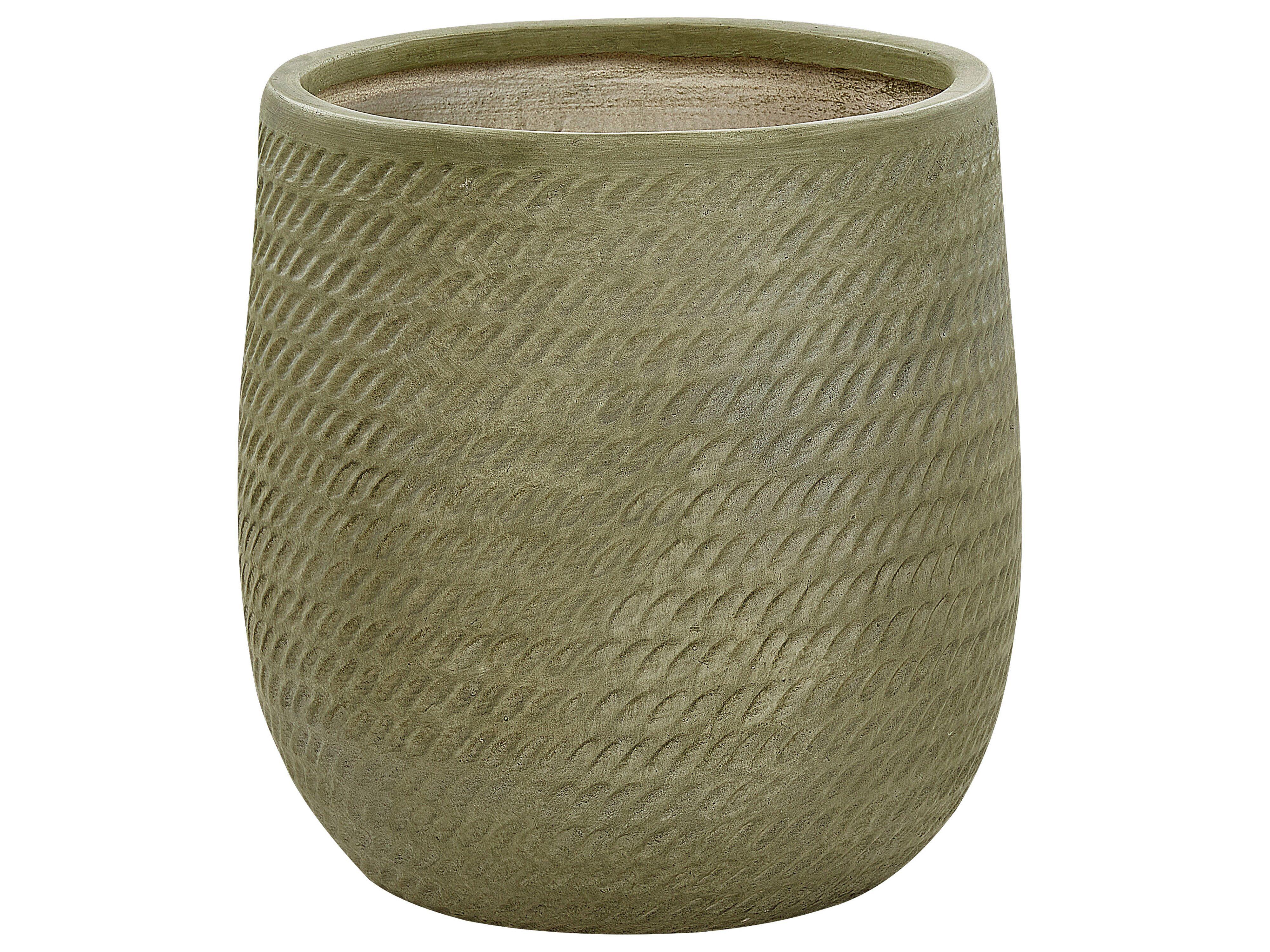 BLUMENTOPF olivgrün rund 39/39/44 cm Livadia - Grün, Naturmaterialien (44cm) - Beliani