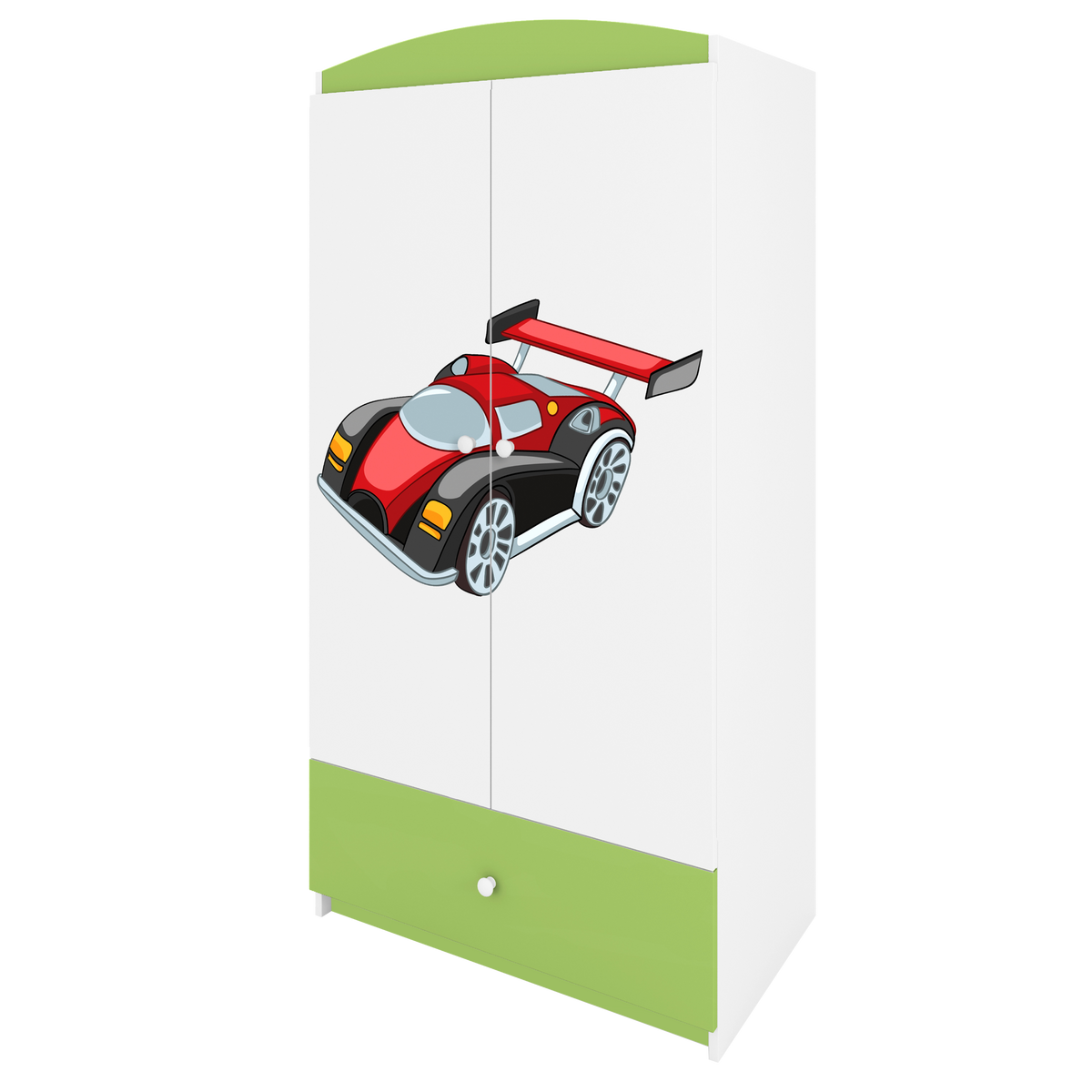 KINDERKLEIDERSCHRANK Rennwagen - Grün, Holzwerkstoff (90/175/52cm) - RAUMHIRSCH FURNITURE