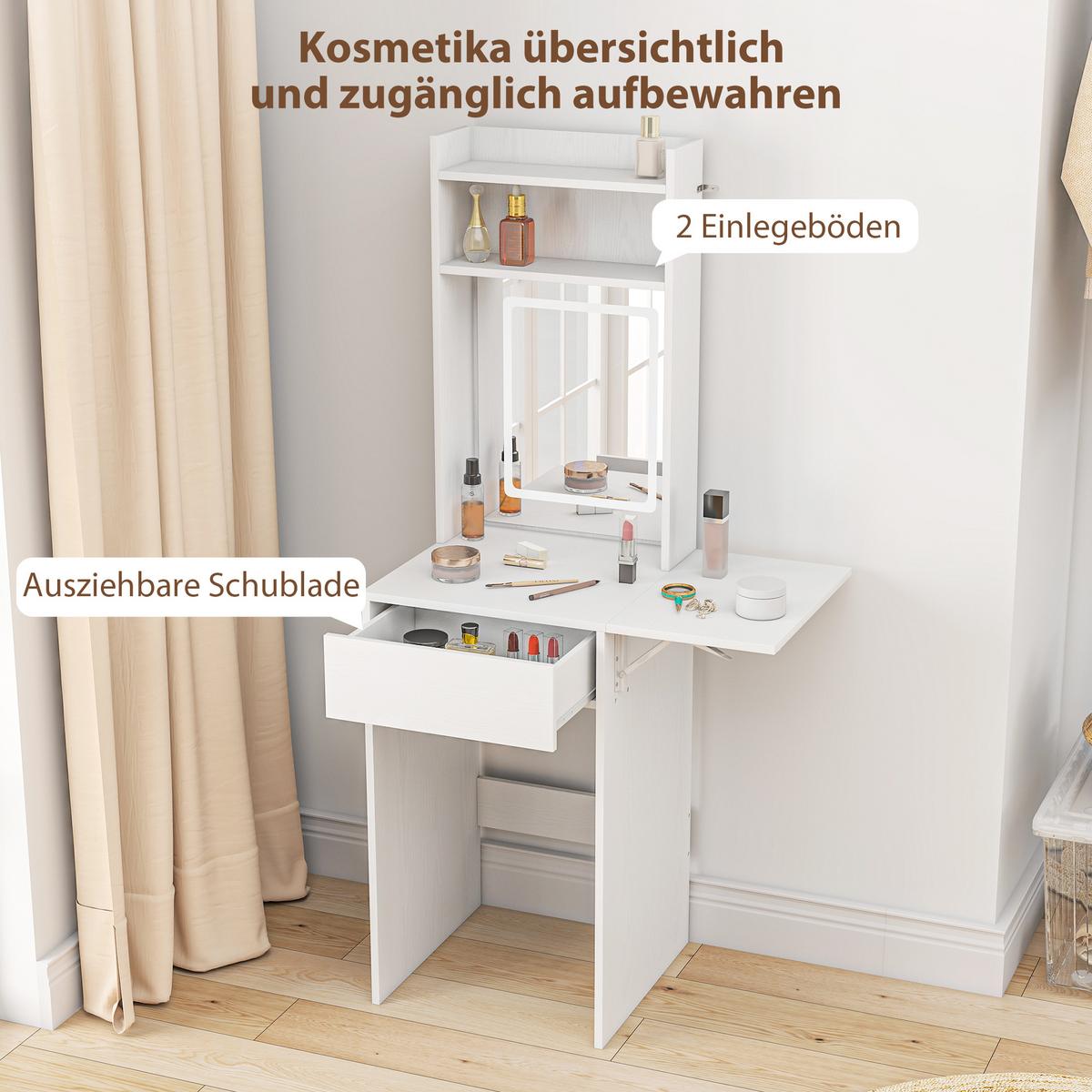SCHMINKTISCH Spanplatte MDF Weiß - Weiß, Holzwerkstoff (45/152/45cm) - HOMCOM