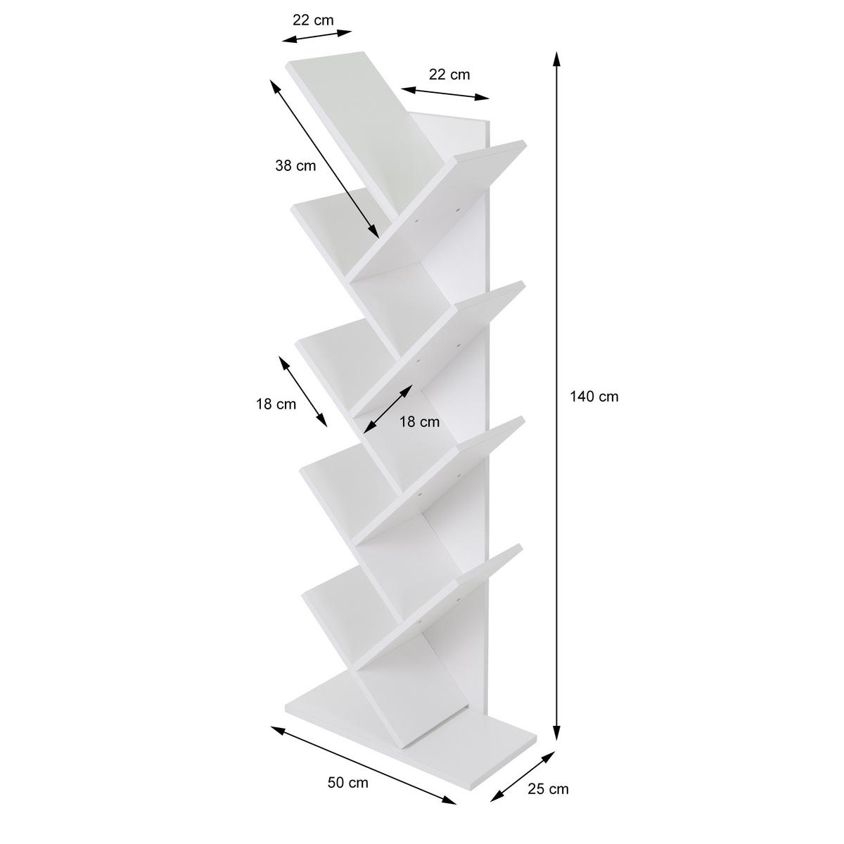 BÜCHERREGAL Weiß - Weiß, Holzwerkstoff (25/140/50cm) - ML-DESIGN