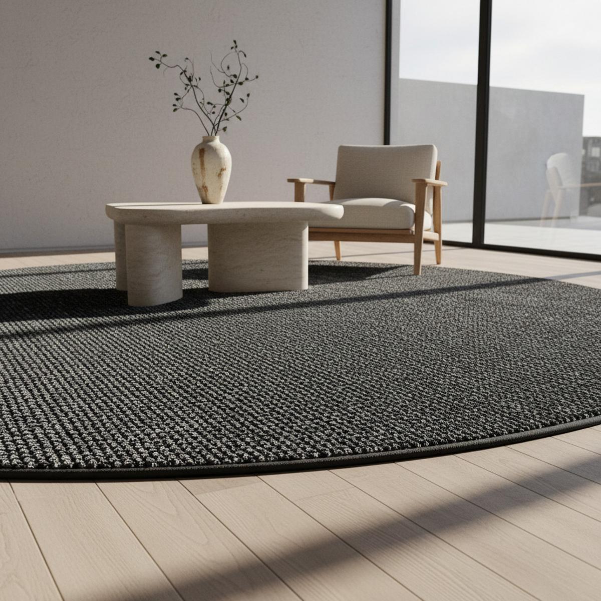 TEPPICH Flachgewebe CIMA in Grau, einfarbig, Ø 120 cm - Grau, Textil (120/120cm) - KADIMA DESIGN