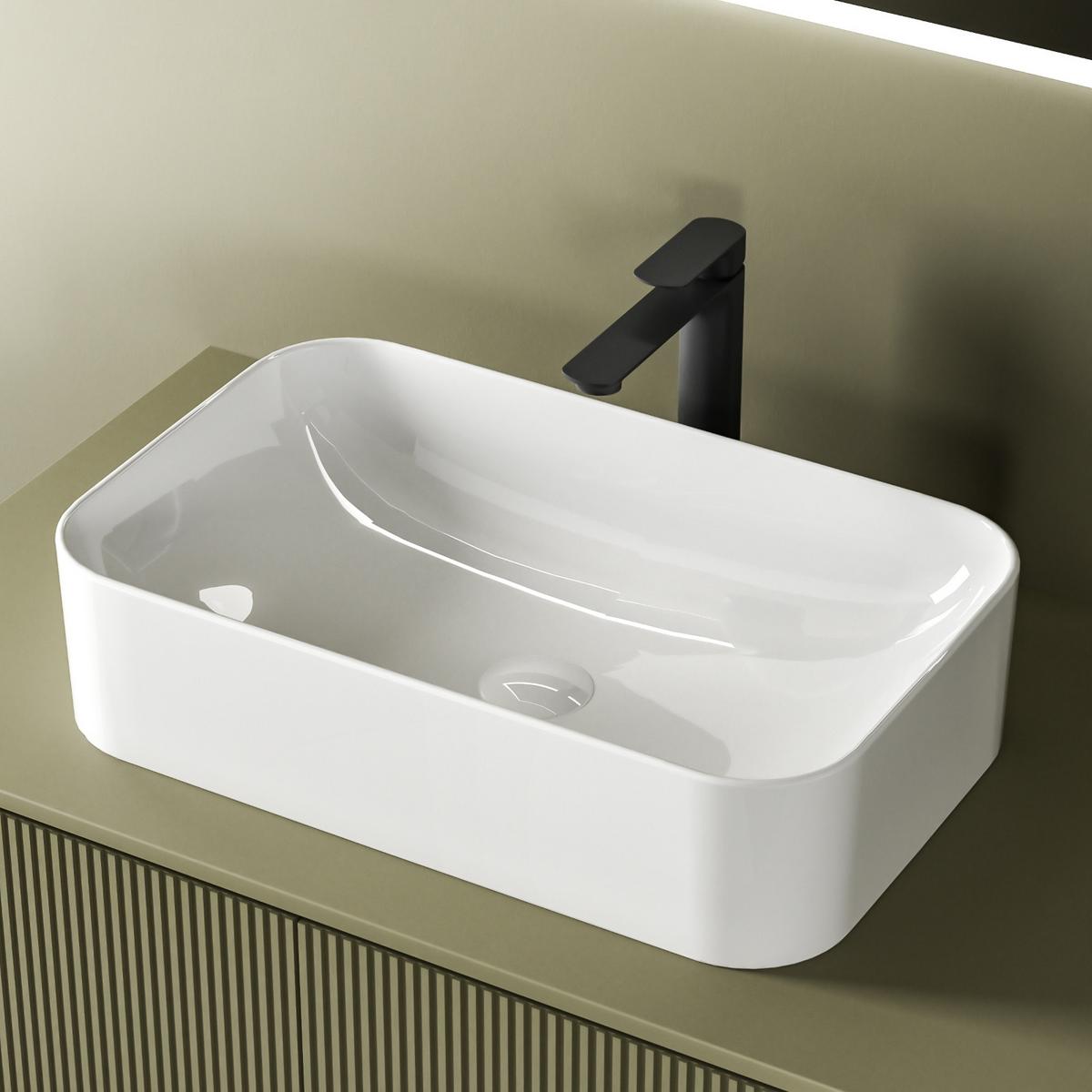 WASCHBECKEN mit pflegeleichter Oberfläche Weiß 60,5/38 cm - Weiß Hochglanz, Keramik (38/15/60.5cm) - EMKE