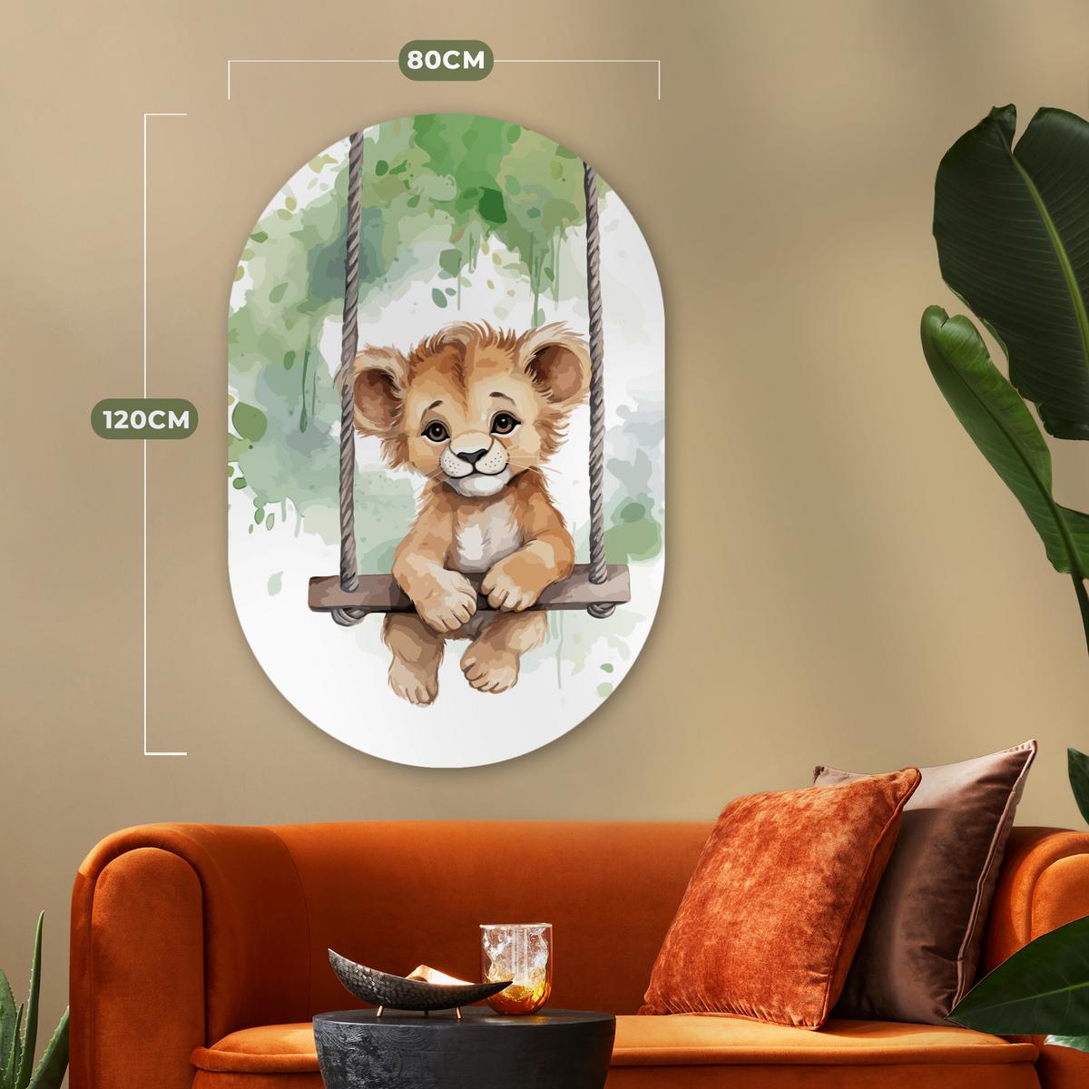 WANDBILD Löwe - Tier - Kinder - Dschungel Deko Groß 80x120 cm - Hellbraun, Kunststoff (80/120cm) - MuchoWow