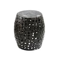 BEISTELLTISCH DIEMEL, Marmor, handgefertigt, Schwarz, Ø 40 x 46 cm - Schwarz, Stein/Metall (40/40/46cm) - KADIMA DESIGN