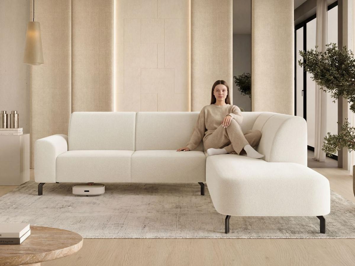 ECKSOFA Regento Creme Links - Creme/Schwarz, Holz/Textil (277/218cm) - Graingold