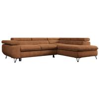 ECKSOFA PEDRO L Orange Struktur - Rechts Seite - Schwarz/Orange, Textil/Metall (273/208cm) - MKS