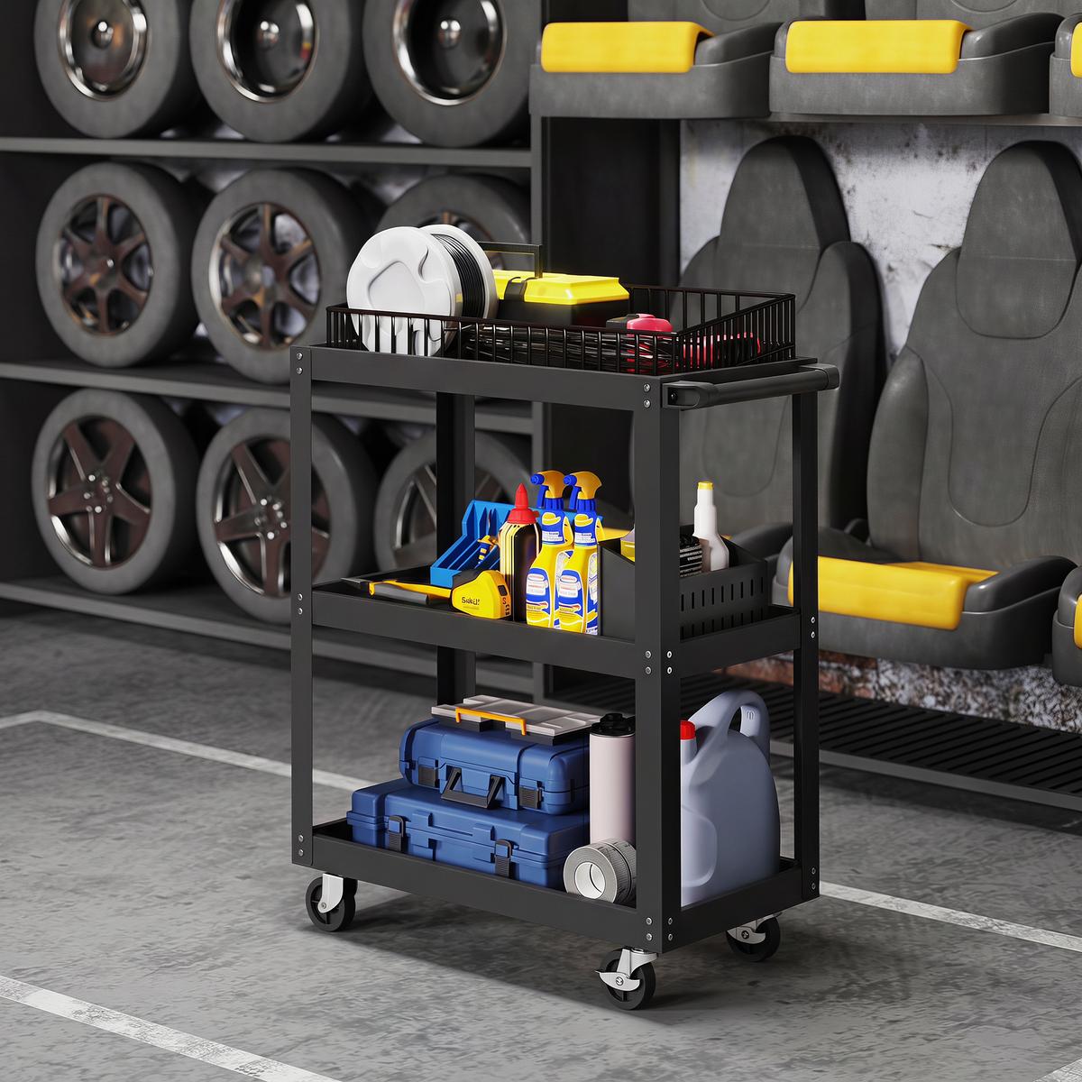 WERKZEUGWAGEN Metall Schwarz - Schwarz, Metall (35/82.5/70.5cm) - HOMCOM