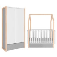 BABYZIMMER 2-teilig Weiß und grau - Weiß, Holzwerkstoff (144/86.5/80cm) - Petits-meubles