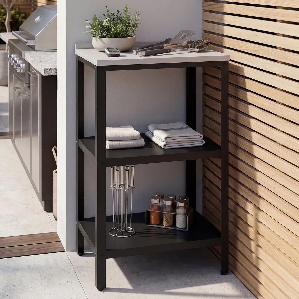 GARTENREGAL Bolognano - Schwarz, Metall (50/50/92cm) - casa.pro