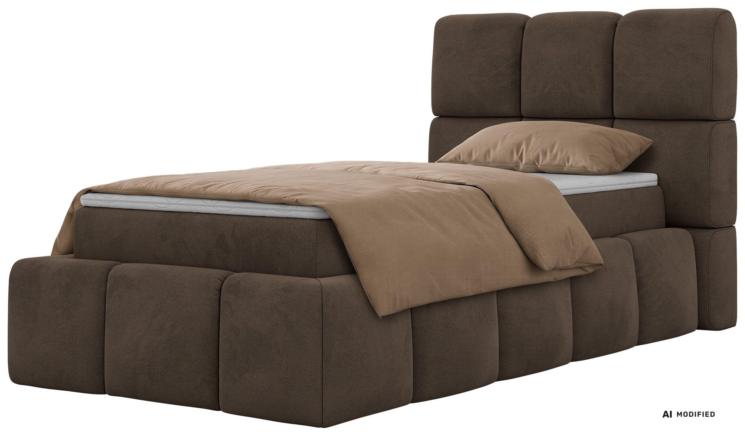 BOXBETT NIRA 90/200 - Braun Velvet - Topper Visco - H3 - Schwarz/Braun, Kunststoff/Textil (200/90cm) - MKS