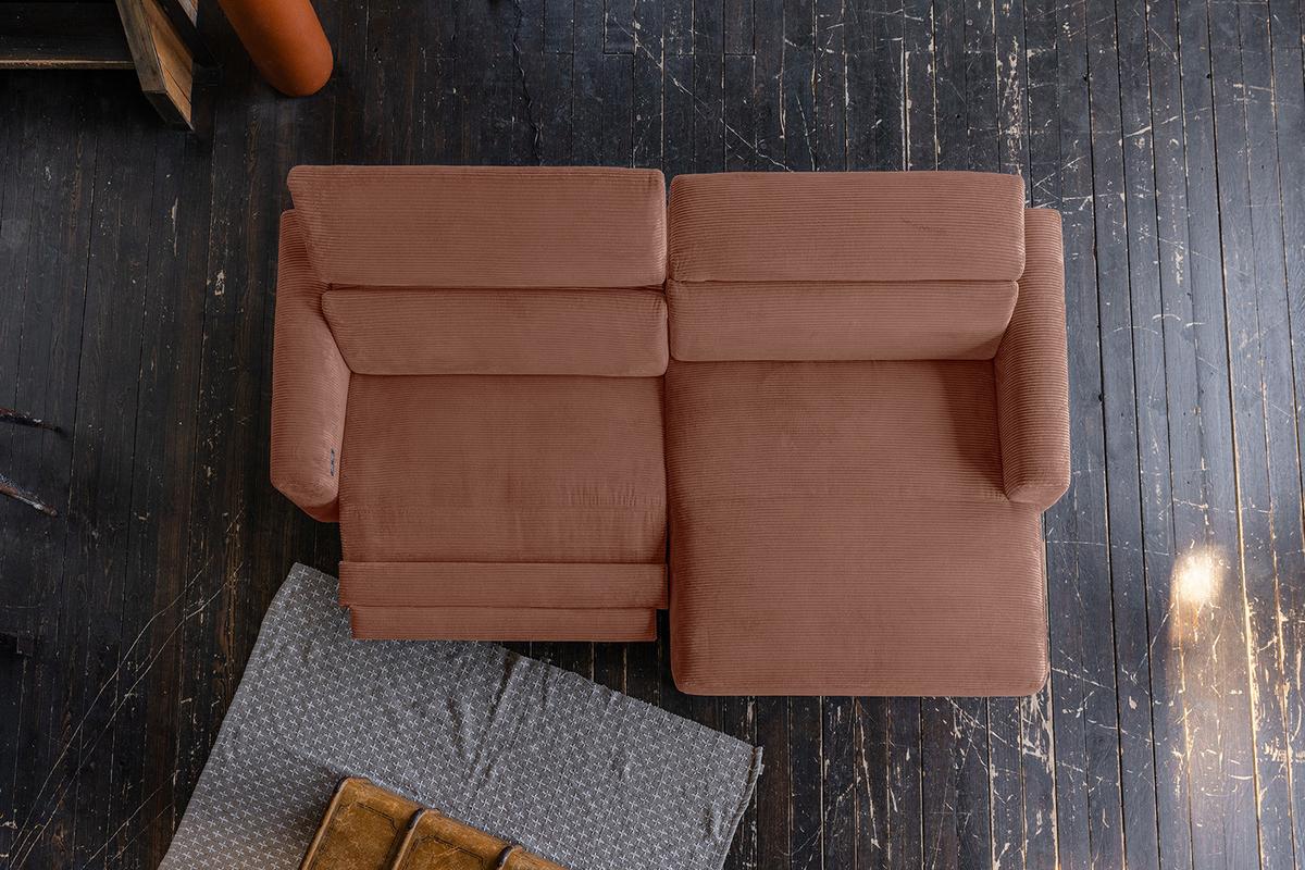 ECKSOFA LAISKA Braun Cord Relaxfunktion - Schwarz/Braun, Textil/Metall (282/177cm) - KAWOLA