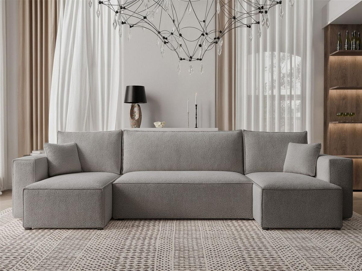 WOHNLANDSCHAFT Adara Schlaffunktion - Grau, Holzwerkstoff/Textil (312/83/145cm) - Fun Möbel