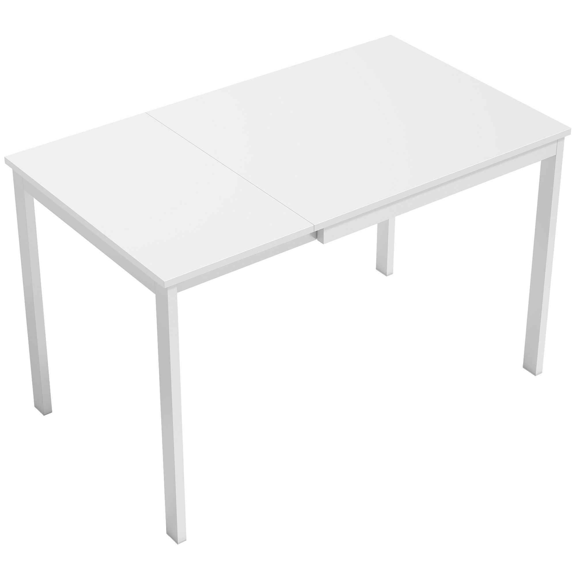 AUSZIEHBARER-ESSTISCH MDF Stahl Weiß - Weiß, Holzwerkstoff/Metall (120/70/74cm) - HOMCOM