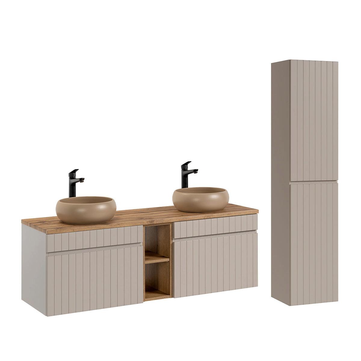 BADMÖBEL 140.4cm Zelie 2er-Set Kaschmir - Kaschmir, Holzwerkstoff (140.4/48/46cm) - Petits-meubles