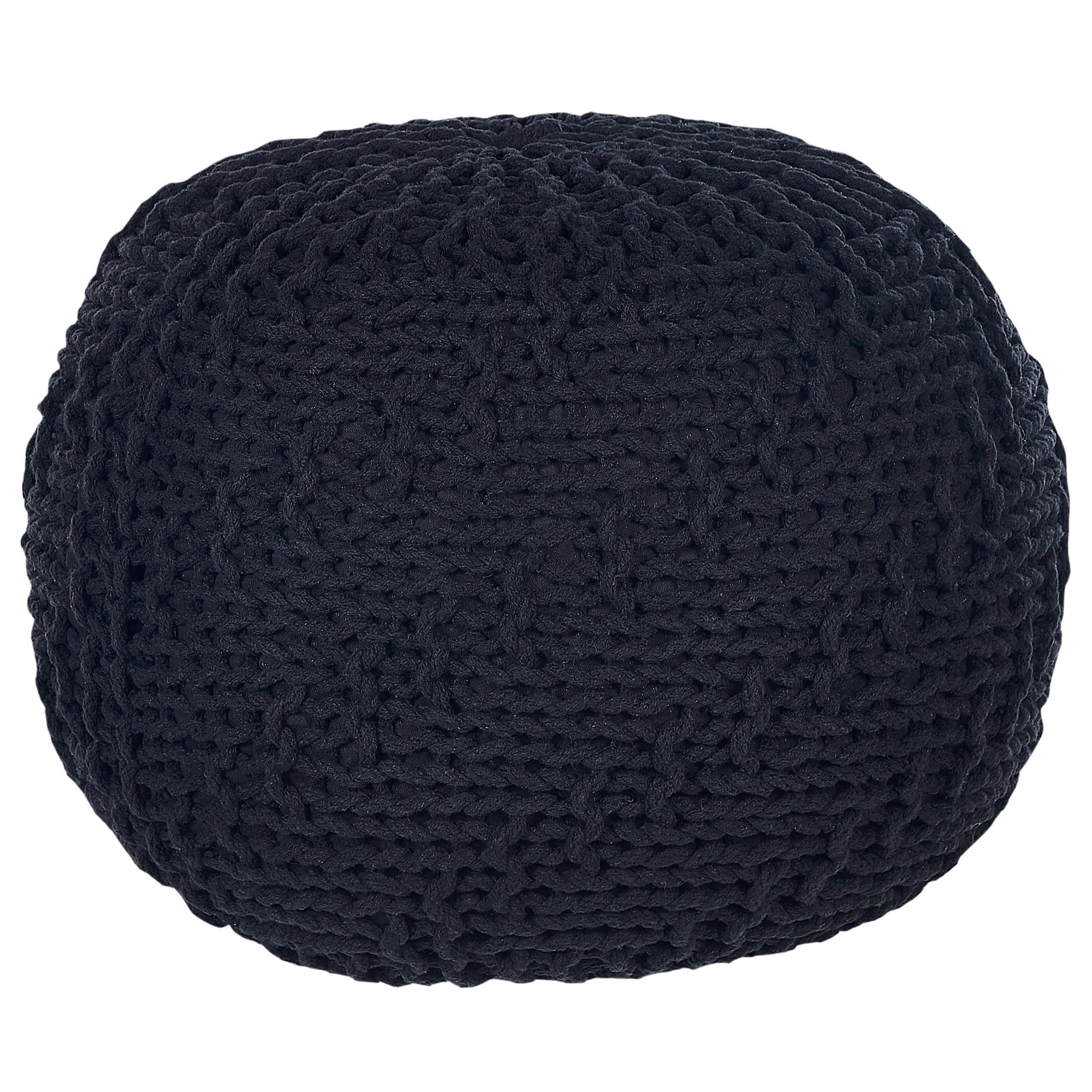 POUF Priene 50/50/35 cm - Schwarz, Naturmaterialien/Textil (50/35/50cm) - Beliani