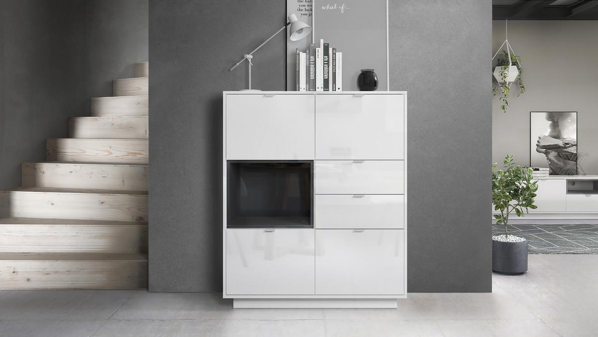 HIGHBOARD Metro Einsatz in Schwarz Hochglanz - Schwarz Hochglanz, Holzwerkstoff (103/123/37.5cm) - Vladon