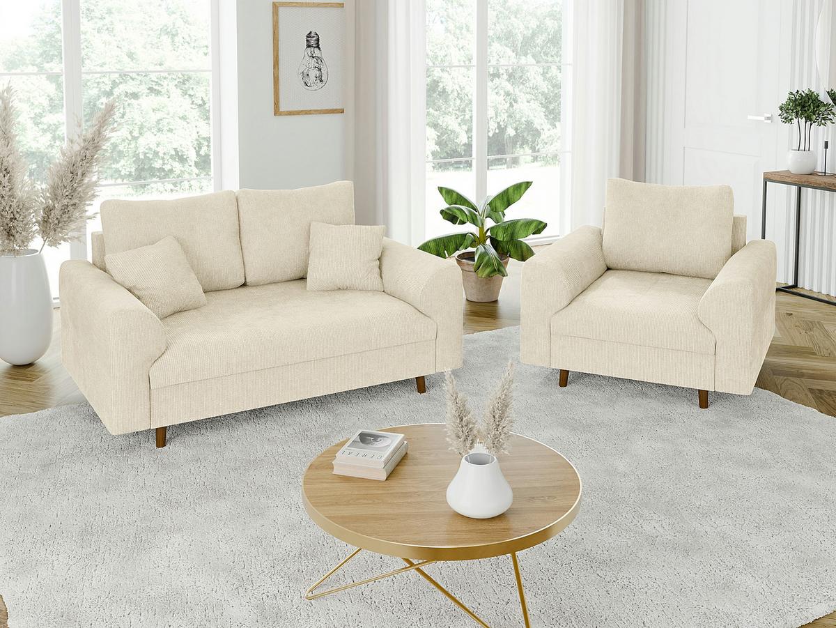 SESSEL Sigurd Beige Chenille - Beige/Braun, Holz/Textil (97/81/93cm) - S-Style Möbel