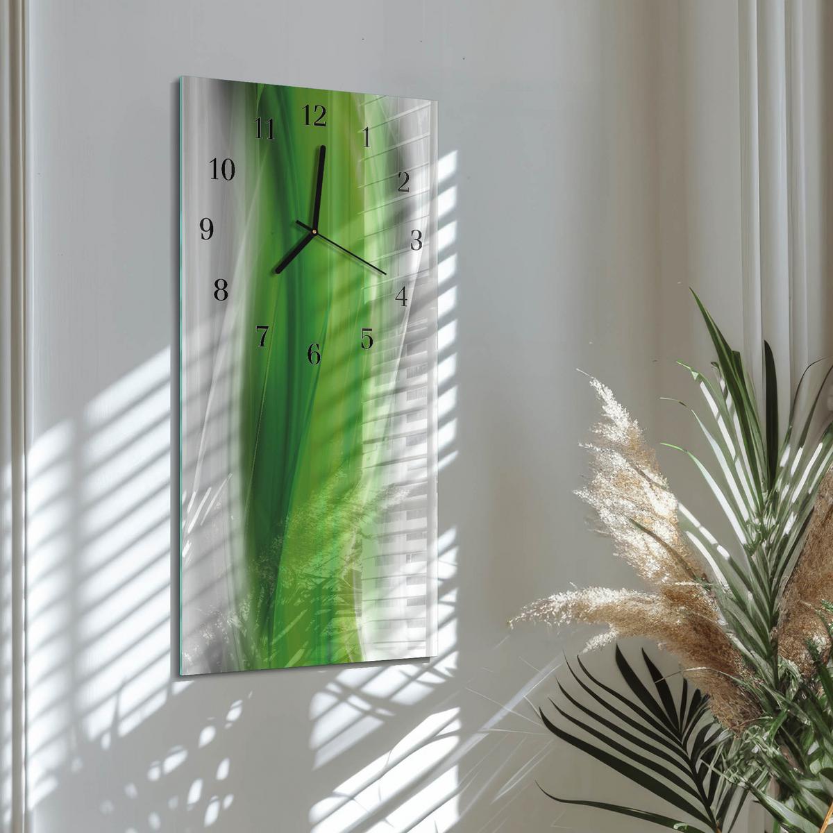 WANDUHR aus Glas 30x60 cm - Abstraktion - Grün, Glas (30/60/0.4cm) - TULUP