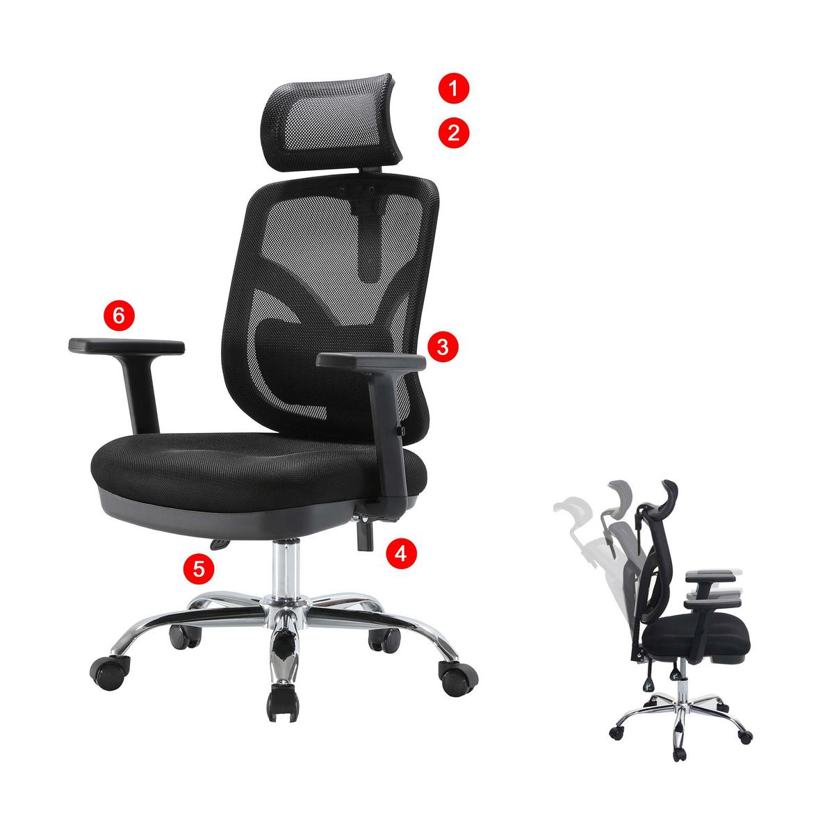 BÜROSTUHL Schwarz - Schwarz, Textil (66/127/93cm) - SIHOO