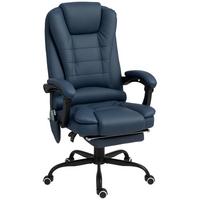 CHEFSESSEL mit 7 Punkt Massage, ergonomischer Chefsessel mit Liegefunktion - Blau/Schwarz, Kunststoff/Metall (67/121/67cm) - Vinsetto