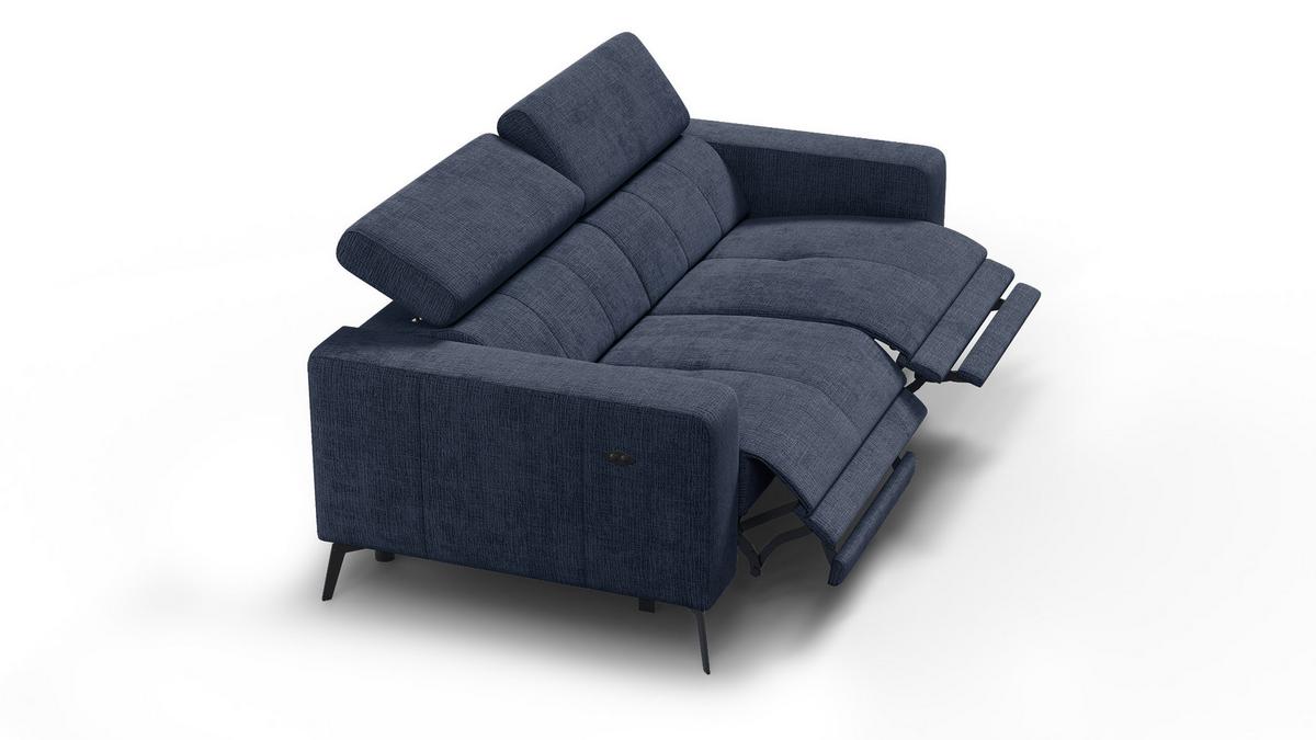 RELAXSOFA MORELLO 3-Sitzer, marineblau, 2 x Relax Zero Gravity - Dunkelblau, Holz/Textil (206/82/103cm) - Wozimo