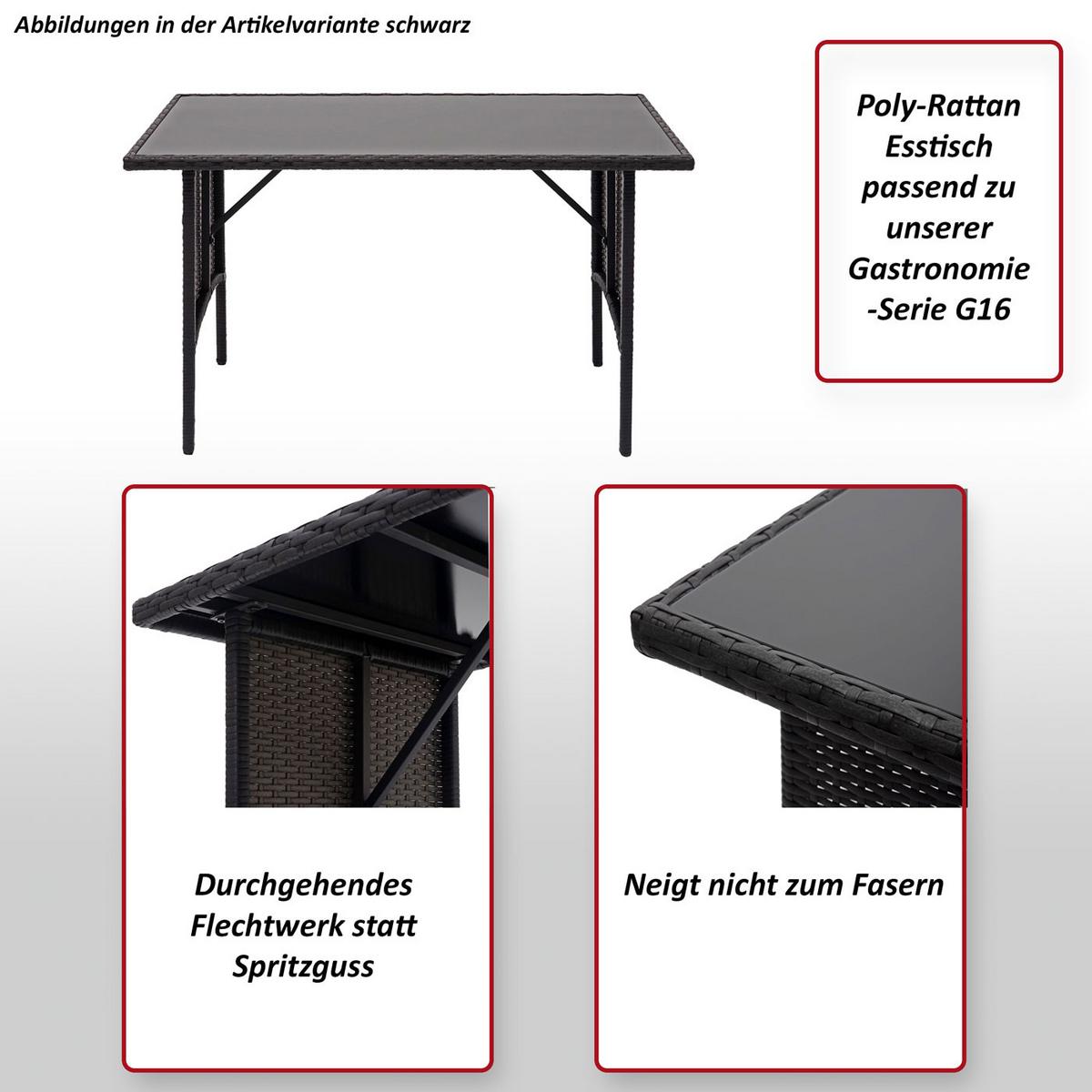 POLY-RATTAN ESSTISCH rechteck Schwarz - Schwarz, Kunststoff (60/112/68cm) - MCW