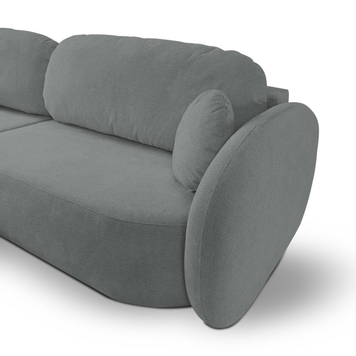 ECKSOFA AMICO L-S Grau Geflochtener Stoff mit Schlaffunktion - Grau, Holz (248/174cm) - MASSENO