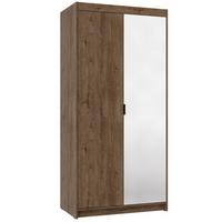 DREHTÜRENSCHRANK Elena mit 2 Türen und Spiegel, 90 cm, Eiche Lefkas - Eichefarben, Holzwerkstoff (90/190/53cm) - Beautysofa