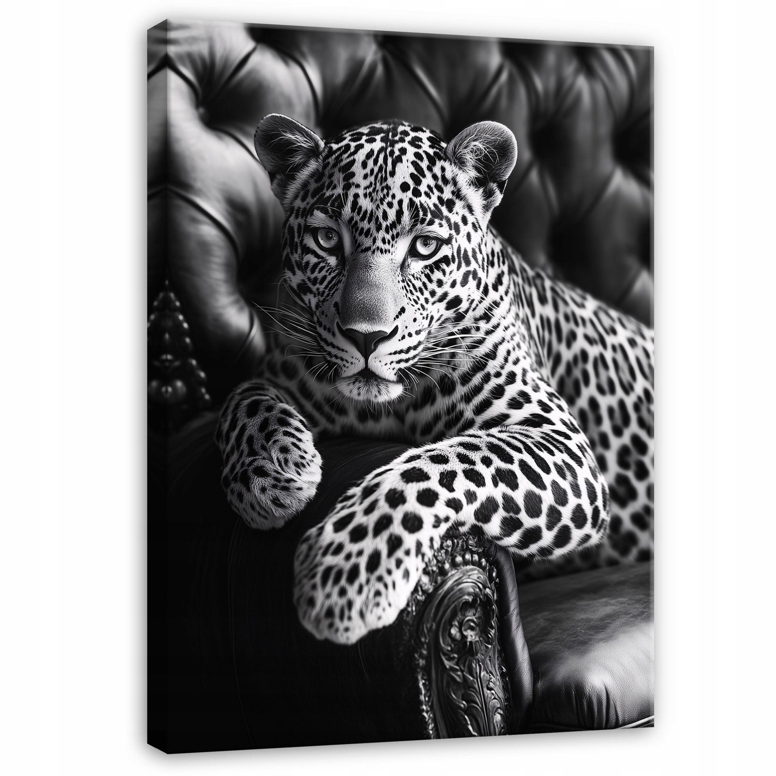 LEINWAND BILDER Tiger Tiere Schwarz Weiß Modern 120x80 - Multicolor, Holzwerkstoff (80/120cm) - Wallarena