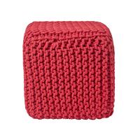STRICK-POUF rot, Sitzwürfel 35/35/35 cm - Rot, Textil (35/35/35cm) - Homescapes