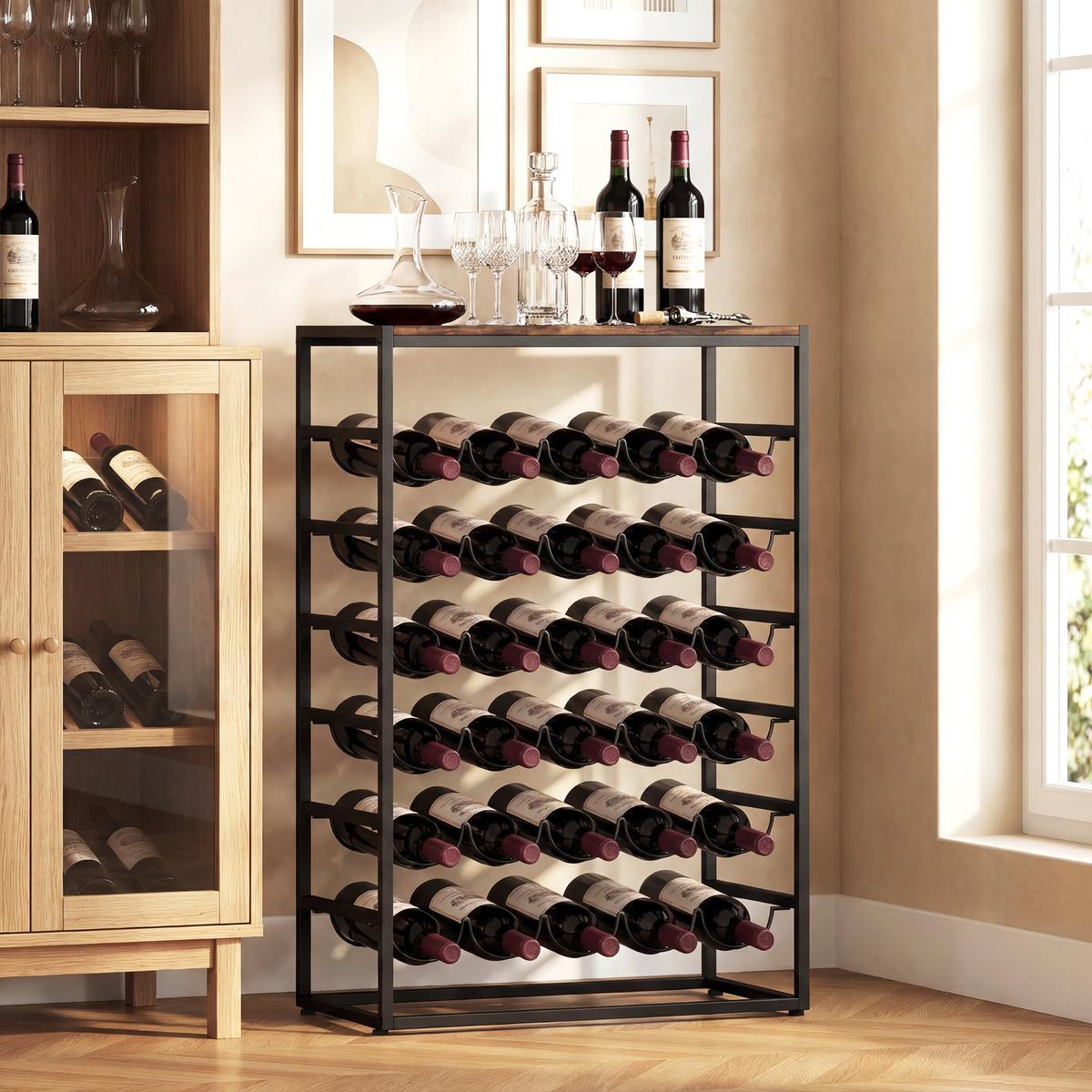 WEINREGAL Spanplatte Metall Rustikal-Braun - Braun, Metall (30/88.5/59cm) - HOMCOM