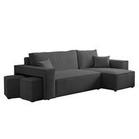 ECKSOFA Adara Inkl. Hocker - Schwarz, Holzwerkstoff/Textil (145/262cm) - Fun Möbel