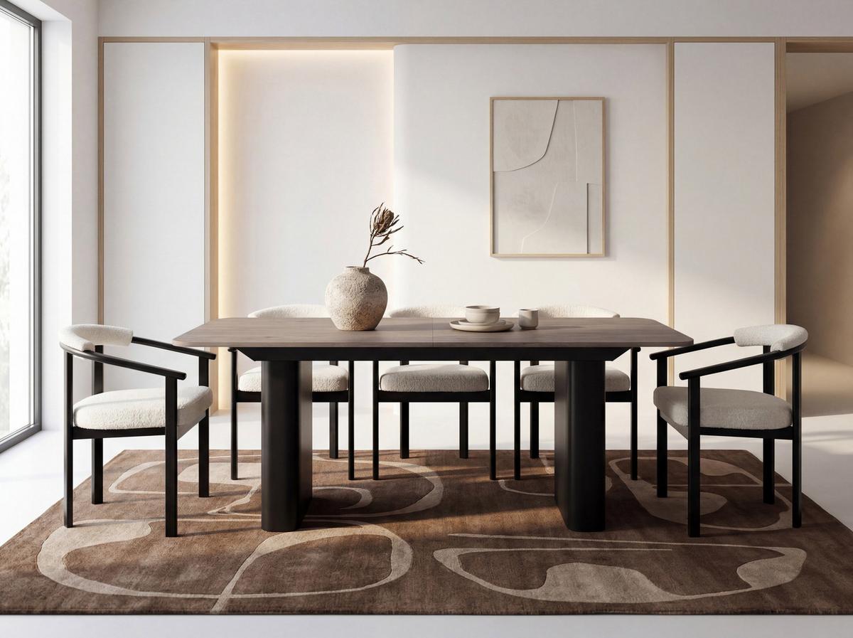 ESSTISCH Riven rechteckig ausziehbar verlängerbar mit Butterfly-Auszug, Eiche Braun 200-296/90/76 cm - Greige/Schwarz, Holzwerkstoff/Metall (90/296/76cm) - WFL GROUP