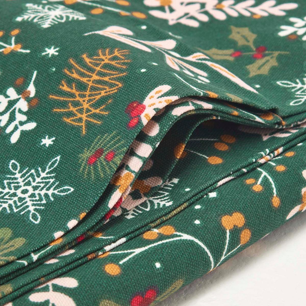WEIHNACHTSTISCHDECKE Weihnachtswald grün 137/137 cm, 100% Baumwolle - Grün, Textil (137/137cm) - Homescapes