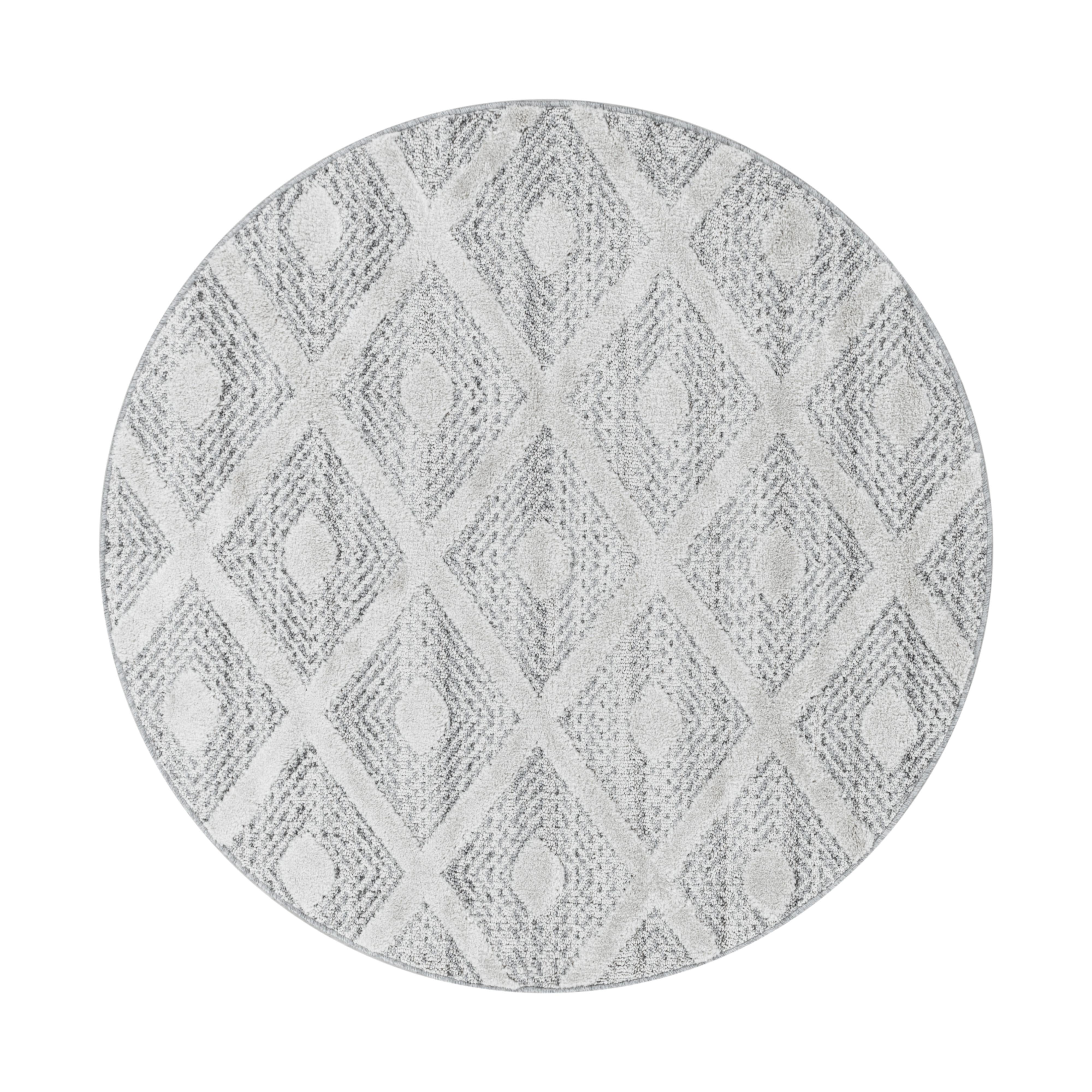 TEPPICH Hochflor EISACK in Grau, geometrisch, aus Polypropylen, Ø 160 cm - Grau, Textil (160/160cm) - KADIMA DESIGN