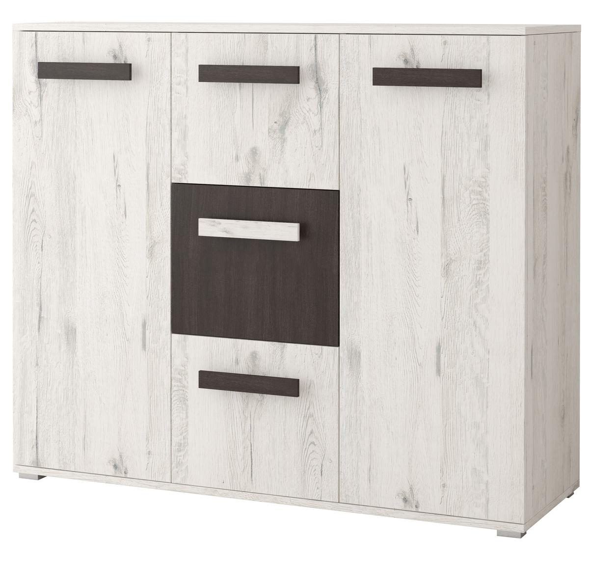 WOHNWAND 4-teilig 280/202/52 cm VIVA + blaue LED-Beleuchtung - Weiß, Holzwerkstoff (280/202/52cm) - imoebel24