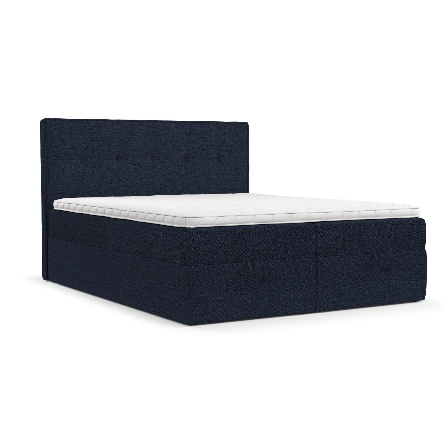 BOXBETT Tivra 160/200 cm Marineblau im Riva Stoff - Schwarz/Dunkelblau, Holz/Holzwerkstoff (160/200cm) - AltaBeds