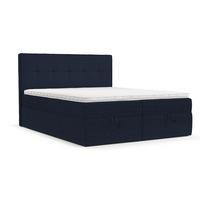 BOXBETT Tivra 160/200 cm Marineblau im Riva Stoff - Schwarz/Dunkelblau, Holz/Holzwerkstoff (160/200cm) - AltaBeds