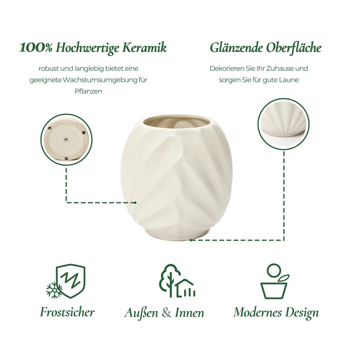KERAMIK Blumentopf 31x31cm - Weiß, Keramik (31.8cm) - Hometopia